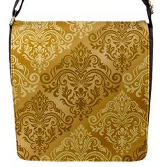 Damas Pattern Vector Texture Gold Ornament With Seamless Flap Closure Messenger Bag (s)