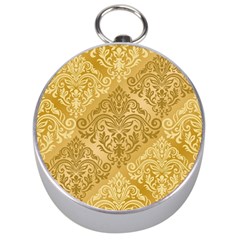 Damas Pattern Vector Texture Gold Ornament With Seamless Silver Compasses