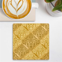 Damas Pattern Vector Texture Gold Ornament With Seamless Uv Print Square Tile Coaster  by danenraven