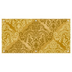 Damas Pattern Vector Texture Gold Ornament With Seamless Banner And Sign 4  X 2 