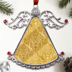 Damas Pattern Vector Texture Gold Ornament With Seamless Metal Angel With Crystal Ornament