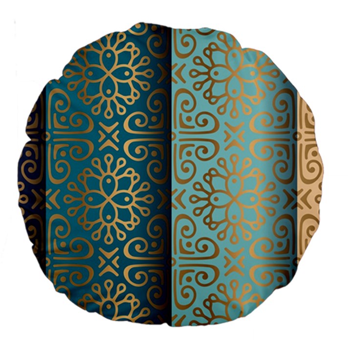 Gold Pattern Texture Golden Ornament Large 18  Premium Round Cushions