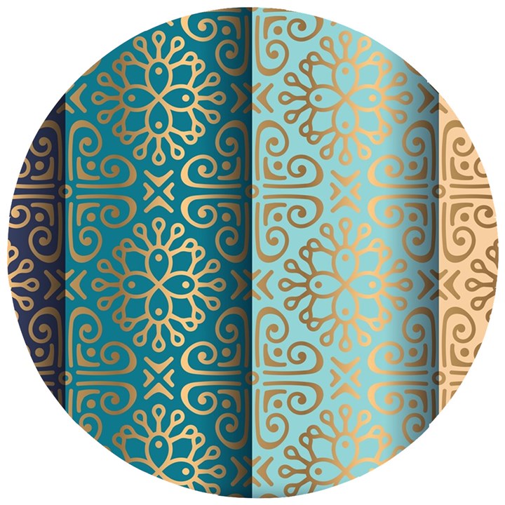 Gold Pattern Texture Golden Ornament Wooden Puzzle Round