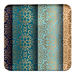 Gold Pattern Texture Golden Ornament Square Glass Fridge Magnet (4 Pack)