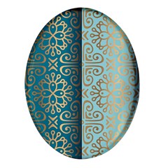 Gold Pattern Texture Golden Ornament Oval Glass Fridge Magnet (4 Pack)