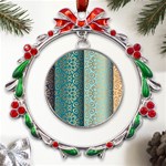 Gold Pattern Texture Golden Ornament Metal X mas Wreath Ribbon Ornament Front