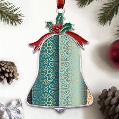 Gold Pattern Texture Golden Ornament Metal Holly Leaf Bell Ornament