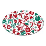 Background Vector Texture Christmas Winter Pattern Seamless Oval Magnet Front