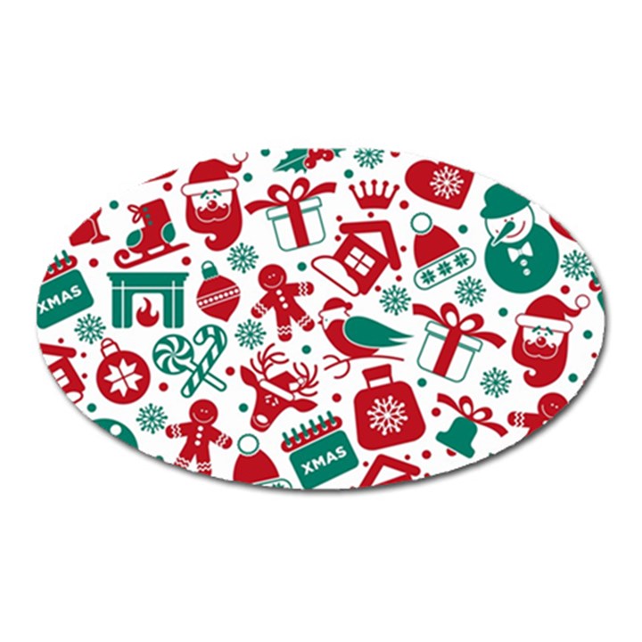 Background Vector Texture Christmas Winter Pattern Seamless Oval Magnet