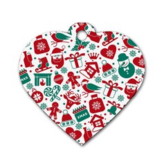 Background Vector Texture Christmas Winter Pattern Seamless Dog Tag Heart (one Side) by danenraven