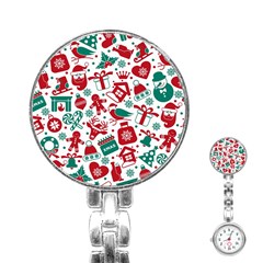 Background Vector Texture Christmas Winter Pattern Seamless Stainless Steel Nurses Watch by danenraven