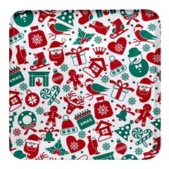 Background Vector Texture Christmas Winter Pattern Seamless Square Glass Fridge Magnet (4 Pack)