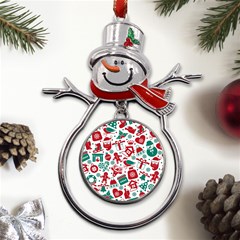 Background Vector Texture Christmas Winter Pattern Seamless Metal Snowman Ornament