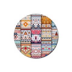 Pattern Texture Multi Colored Variation Rubber Round Coaster (4 Pack)