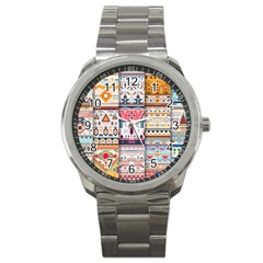 Pattern Texture Multi Colored Variation Sport Metal Watch by danenraven