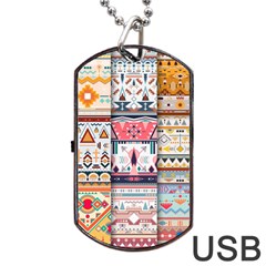 Pattern Texture Multi Colored Variation Dog Tag Usb Flash (two Sides) by danenraven