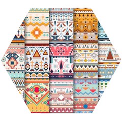 Pattern Texture Multi Colored Variation Wooden Puzzle Hexagon by danenraven