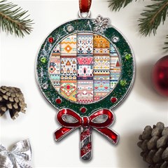 Pattern Texture Multi Colored Variation Metal X mas Lollipop With Crystal Ornament by danenraven