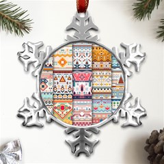 Pattern Texture Multi Colored Variation Metal Small Snowflake Ornament