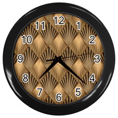 Brown Abstract Background Texture Pattern Seamless Wall Clock (black) by danenraven