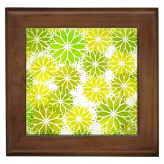 Flowers Green Texture With Pattern Leaves Shape Seamless Framed Tile by danenraven