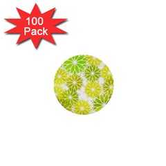 Flowers Green Texture With Pattern Leaves Shape Seamless 1  Mini Buttons (100 pack) 