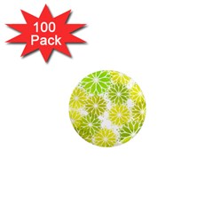 Flowers Green Texture With Pattern Leaves Shape Seamless 1  Mini Magnets (100 Pack)  by danenraven