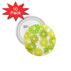 Flowers Green Texture With Pattern Leaves Shape Seamless 1.75  Buttons (10 pack)