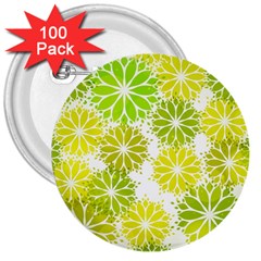 Flowers Green Texture With Pattern Leaves Shape Seamless 3  Buttons (100 pack) 