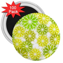 Flowers Green Texture With Pattern Leaves Shape Seamless 3  Magnets (100 pack)