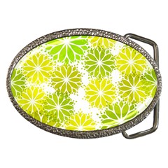 Flowers Green Texture With Pattern Leaves Shape Seamless Belt Buckles