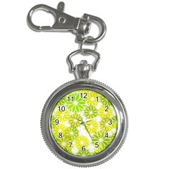 Flowers Green Texture With Pattern Leaves Shape Seamless Key Chain Watches