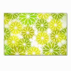 Flowers Green Texture With Pattern Leaves Shape Seamless Postcards 5  x 7  (Pkg of 10)