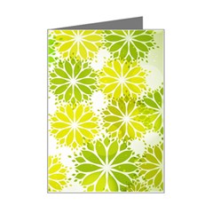 Flowers Green Texture With Pattern Leaves Shape Seamless Mini Greeting Card