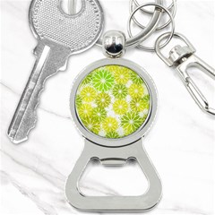 Flowers Green Texture With Pattern Leaves Shape Seamless Bottle Opener Key Chain