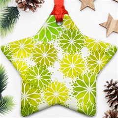 Flowers Green Texture With Pattern Leaves Shape Seamless Star Ornament (Two Sides)