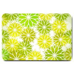 Flowers Green Texture With Pattern Leaves Shape Seamless Large Doormat