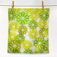 Flowers Green Texture With Pattern Leaves Shape Seamless Face Towel by danenraven