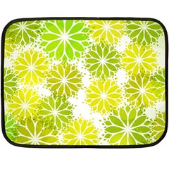 Flowers Green Texture With Pattern Leaves Shape Seamless Two Sides Fleece Blanket (Mini)