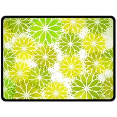 Flowers Green Texture With Pattern Leaves Shape Seamless Fleece Blanket (Large)