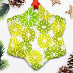 Flowers Green Texture With Pattern Leaves Shape Seamless Ornament (Snowflake)