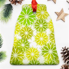 Flowers Green Texture With Pattern Leaves Shape Seamless Bell Ornament (Two Sides)