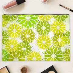 Flowers Green Texture With Pattern Leaves Shape Seamless Cosmetic Bag (XXL)