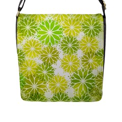 Flowers Green Texture With Pattern Leaves Shape Seamless Flap Closure Messenger Bag (L)