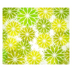 Flowers Green Texture With Pattern Leaves Shape Seamless Two Sides Premium Plush Fleece Blanket (Small)