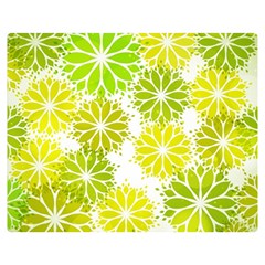 Flowers Green Texture With Pattern Leaves Shape Seamless Two Sides Premium Plush Fleece Blanket (Medium)