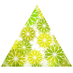 Flowers Green Texture With Pattern Leaves Shape Seamless Wooden Puzzle Triangle