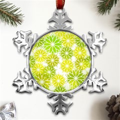 Flowers Green Texture With Pattern Leaves Shape Seamless Metal Small Snowflake Ornament