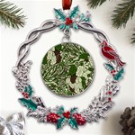 Texture Ornament Pattern Seamless Paisley Metal X mas Wreath Holly leaf Ornament Front