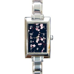 Flowers Texture Textured Pattern Rectangle Italian Charm Watch by danenraven